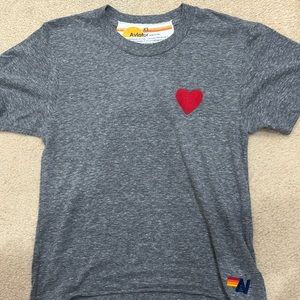 aviator nation grey t shirt with red heart